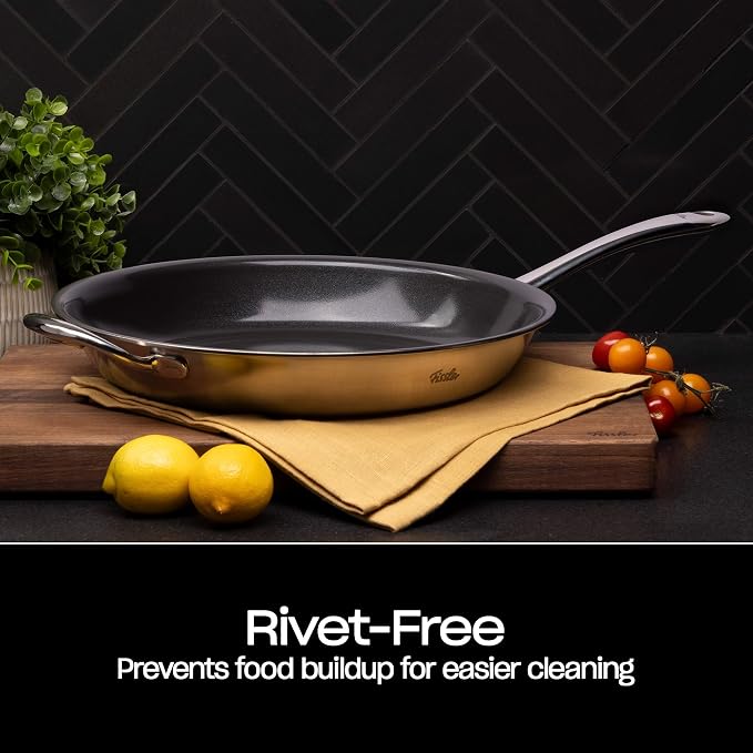 Fissler M5 Pro-Ply Stainless Steel Frying Pan, 12.6 Inch | 5-Ply, Ceramic Non-Stick, Made Without Added PFAS/PTFE, Made in Germany, Induction Compatible