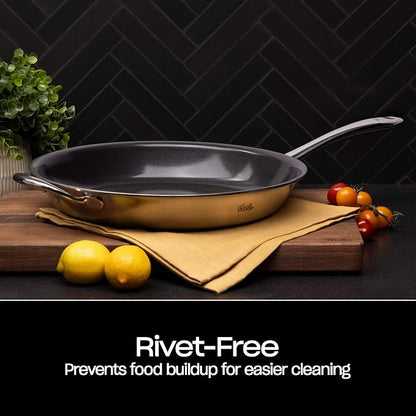 Fissler M5 Pro-Ply Stainless Steel Frying Pan, 12.6 Inch | 5-Ply, Ceramic Non-Stick, Made Without Added PFAS/PTFE, Made in Germany, Induction Compatible