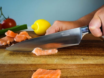 MERKEN 3 Piece Kitchen Knife Set with Gift Box, 8 inch Chef Knife, 5 inch Utility Knife and 3.5 inch Paring Knife