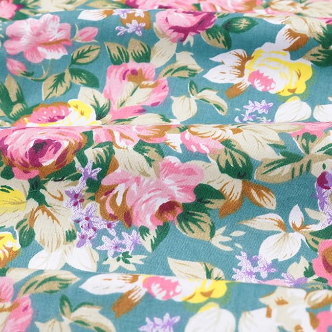 Nodsaw 14-Piece Vintage Floral Fat Quarters Fabric Bundles - 18" x 22" Pre-Cut 100% Cotton Quilting Fabric - Retro Floral Prints Material for Sewing, Quilting, and DIY Crafts