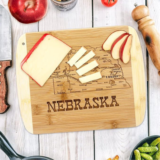 Totally Bamboo A Slice of Life Nebraska State Serving and Cutting Board, 11" x 8.75"