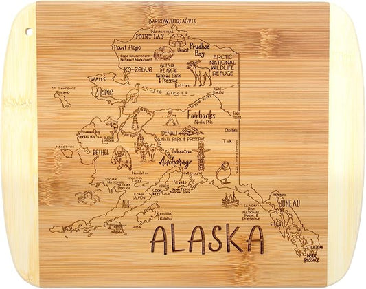 Totally Bamboo A Slice of Life Alaska State Serving and Cutting Board, 11" x 8.75"