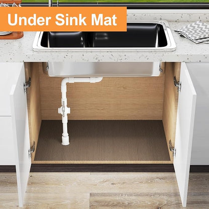 FLPMIX Large Cabinet Shelf Liner: 22" W x 300" L Waterproof Kitchen Under Sink Mat - Translucent Grey Non-Adhesive Clear Bathroom Cupboard Drawer Liner
