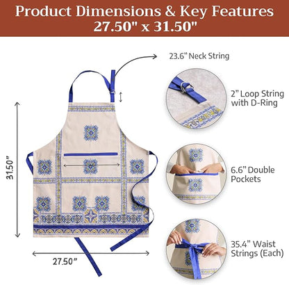 Maison d' Hermine 100% Cotton Apron for women with Pocket Kitchen Chef Apron for Men Cooking Spring Summer