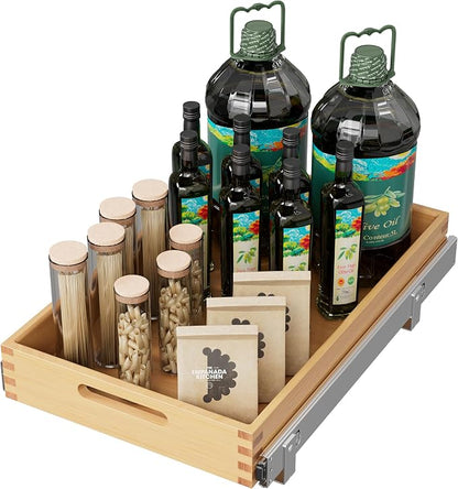 Pull Out Drawers for Cabinets 18"W x 21"D, Slide Out Wood Drawer Shelf, Heavy Duty Caddy Pull Out Cabinet Organizer, Base Cabinet Organization for Kitchen, Pantry