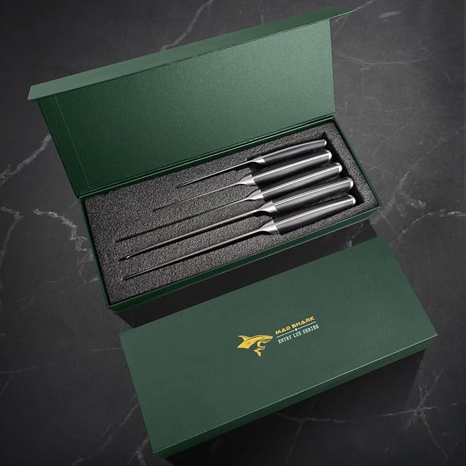 MAD SHARK Kitchen Knife Set, Professional Kitchen Knives 5PC Chef Knife Sets, German High Carbon Stainless Steel, Ultra Sharp Cooking Knives with Gift Box