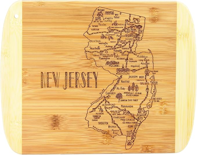 Totally Bamboo A Slice of Life New Jersey State Serving and Cutting Board, 11" x 8.75"