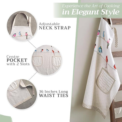 Maison d' Hermine 100% Cotton Apron for women with Pocket Kitchen Chef Apron for Men Cooking Spring Summer
