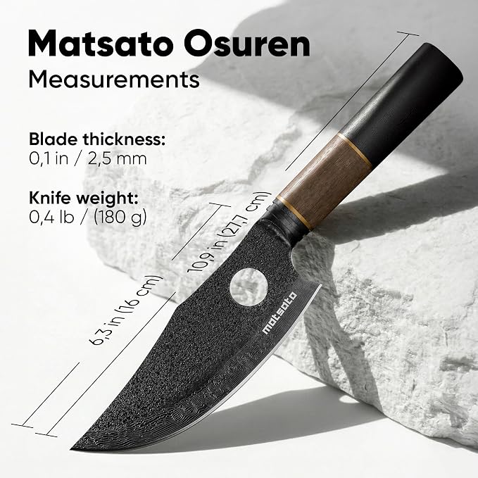 Matsato Osuren Chef Knife 6.3 Inch – Japanese Stainless Steel Kitchen Knife, Professional Chef’s Knife for Cooking, Meat Cutting Knife, Chopping Knife, Sharp Kitchen Knives for Cooking & Food Prep