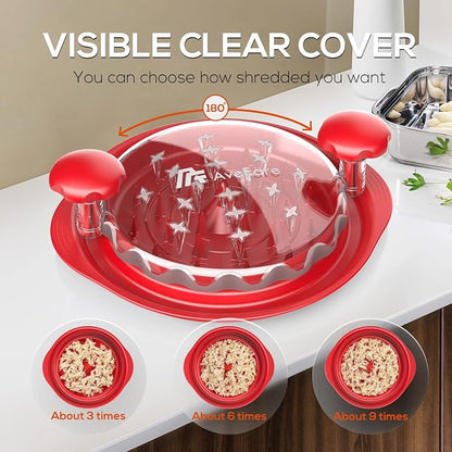 AveFare Chicken Shredder - 11Inch Large Chicken Shredder Tool Twist with Brush, Visible Meat Shredder, Ergonomic Handle, Strong Anti-Slip, BPA Free Dishwasher Safe, Suitable for Pork Beef Chicken