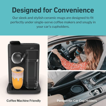 NOVA CERAMICS Ceramic Tumbler– Ceramic Travel Mug With Lid – Microwave & Dishwasher Safe Coffee White & Orange Tumbler - Gifts For Women Men Him Her – 16oz – Grapefruit
