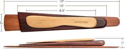 3-Piece Wooden Kitchen Cooking Utensil Set - Comes w/a Thin Wood Spatula Flipper, Cast Iron Scraper Stirrer and Butter Turner/Cheese Spreader - Wooden Utensils Set - Made in USA-JEM