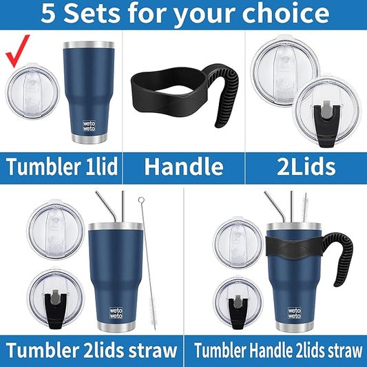 WETOWETO 30oz Tumbler with Lid, Stainless Steel Vacuum Insulated Water Coffee Tumbler, Double Wall Powder Coated Travel Mug Thermal Cup for Home Outdoor (Navy Blue, 1 Pack)