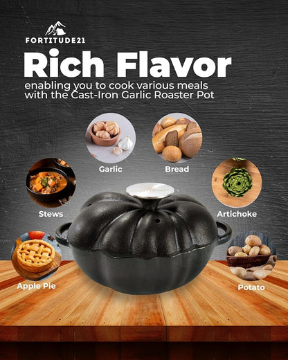 Cast Iron Garlic Roaster, Smoker Roaster, Garlic Roaster Oven, Garlic Baker, Garlic Roasting Pot, Potato Baker, Garlic Cooker, Stove Steamer, Indoor Brisket Smoker