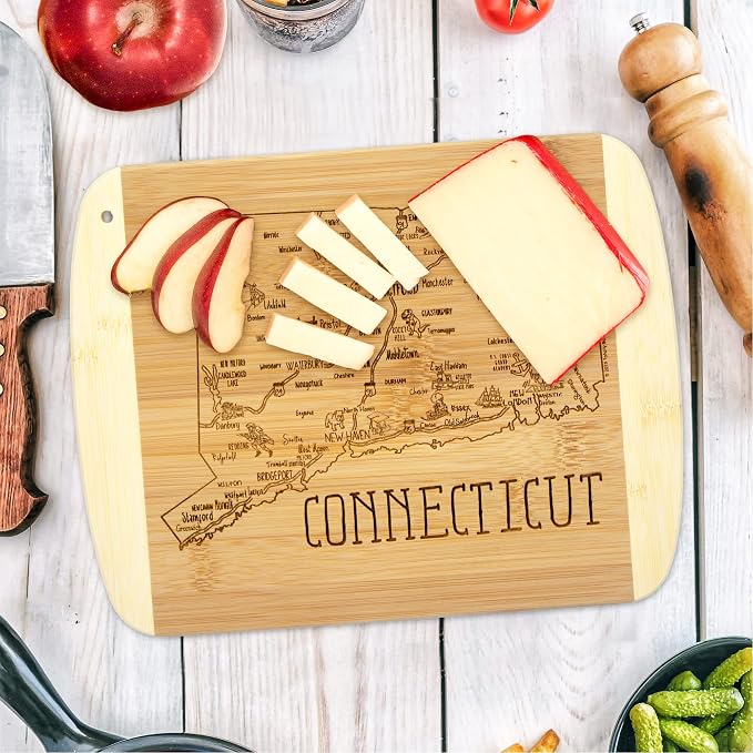 Totally Bamboo A Slice of Life Connecticut State Serving and Cutting Board, 11" x 8.75"