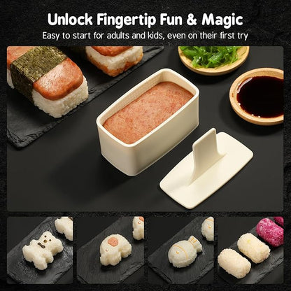 Delamu Sushi Making Kit 27 in 1 [Parent-Child] Sushi Kit, for Beginners/Pros Sushi Makers, with Bamboo Sushi Mats, Sushi Rolling Tube, Onigiri Mold, Rice Paddle, Sushi Knife, Guide Book & More