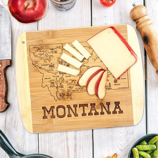 Totally Bamboo A Slice of Life Montana State Serving and Cutting Board, 11" x 8.75"