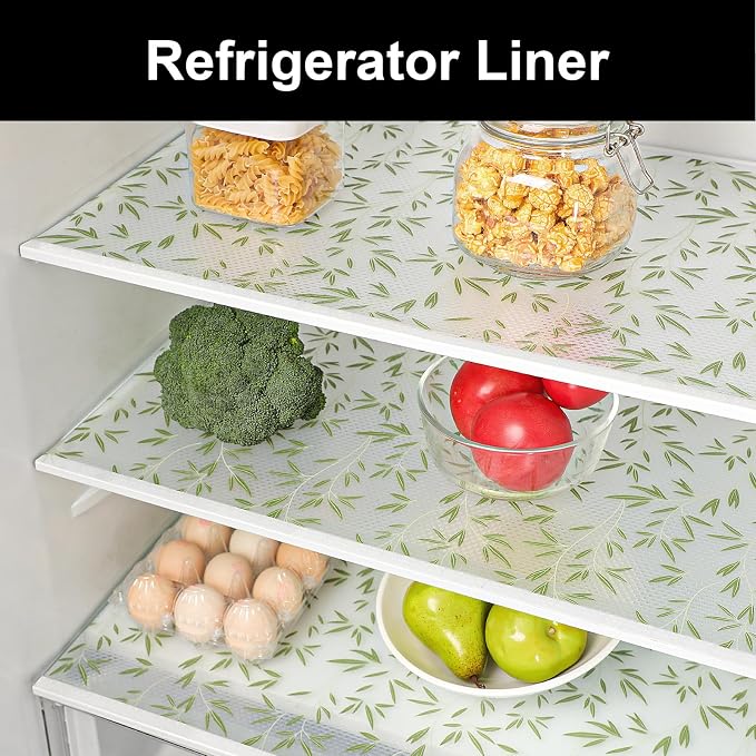 Cooyes Shelf Liners for Kitchen Cabinets, Waterproof and Oil-Proof Kitchen Cupboard Liner, Refrigerator Liners and Plastic Drawer Mats EVA Non Adhesive Shelves（17.5" W x 197" L）