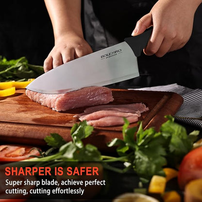 8 inch Japanese High Carbon Stainless Steel Chef Knife Set, Professional Extra Sharp Wide Cook Knife with Non-slip Ergonomic Handle, for Kitchen Home Restaurant