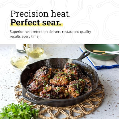 Lodge Seasoned Cast Iron Skillet 12 Inches - PFAS-Free, Non-Toxic Cookware - Use with an Oven, Stove, Grill, or Campfire - Naturally Non-Stick & Oven Safe