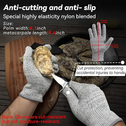 Oyster Shucking Knife,Oyster Shucker,2 Set Sturdy Sharpness Oyster Knife With Comfort Wood-handle,Oyster Shucking Kit With 1 Pairs Of Level 5 Protection Cut-resistant Gloves(L) For Oyster Clam