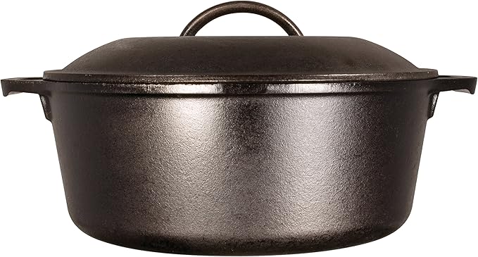 Lodge Cast Iron Dutch Oven 5 Quart - Loop Handle Cooking Vessel - Even Heat Retention - Oven-Safe, Versatile Pot - Handle Holders Included