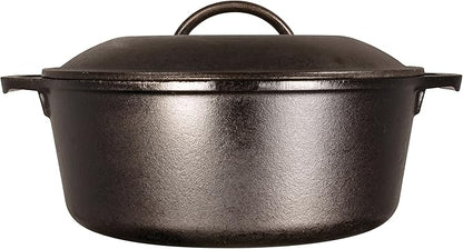 Lodge Cast Iron Dutch Oven 5 Quart - Loop Handle Cooking Vessel - Even Heat Retention - Oven-Safe, Versatile Pot - Handle Holders Included