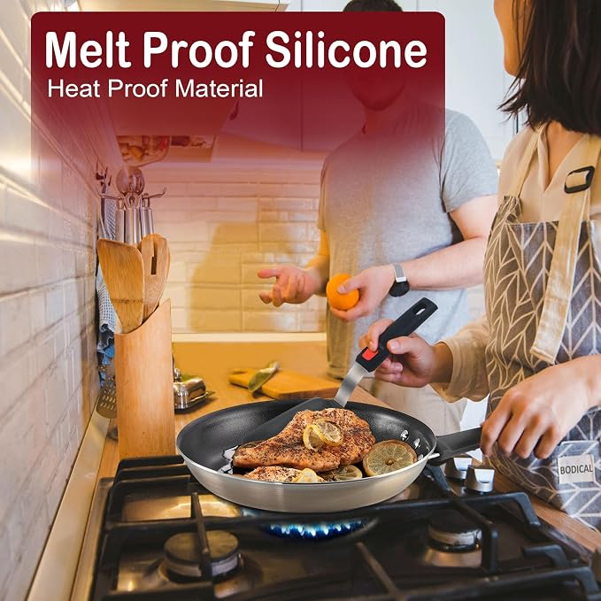 2 Pack Silicone Spatula Turner, 600°F Heat Resistant Kitchen Spatula Set for Nonstick Cookware, Cooking Utensil Set for Egg Pancake Flipper/Heat Resistant Silicone Grip | Cooking Utensils Set for Egg Pancake Flipper, Heat Resistant Silicone Grip, Stain...