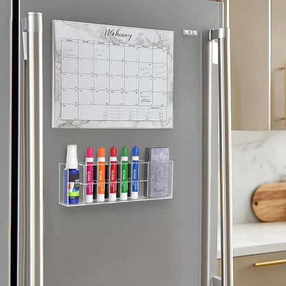 HBlife Acrylic Magnetic Dry Erase Marker Holder for Whiteboard, Wall Mount 5 Slots Magnet Pen Pencil Holder for Fridge Refrigerator, Locker Organizer Accessories for School Classroom Office, Clear