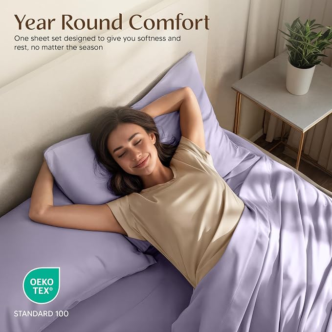 Utopia Bedding Twin XL Sheet Set – Dorm Room Essentials for Students, 3 Piece Soft & Breathable Microfiber College Bedding, 1 Fitted Sheet, 1 Flat Sheet & 1 Pillowcase – Oeko Tex (Lavender)