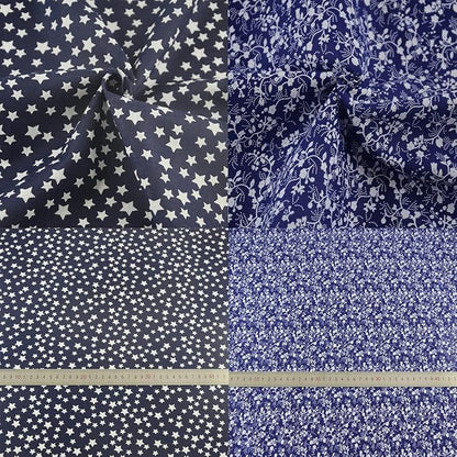 Cotton Fabric for Sewing 7 Pieces (20"X20"), Fabric Bundles, Precut Fabric for Patchwork, Pretty Floral Pattern, Material for Quilting, Sewing Cloths, DIY Artcraft for Sewing -Navy