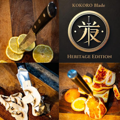 4.5” Professional Paring Knife – Hand Forged Small Kitchen Knife with Dark Wood Handle, Razor Sharp, Full Tang – from British Fusion Atelier KOKORO – A Thoughtful Gift for Cooks and Foodies