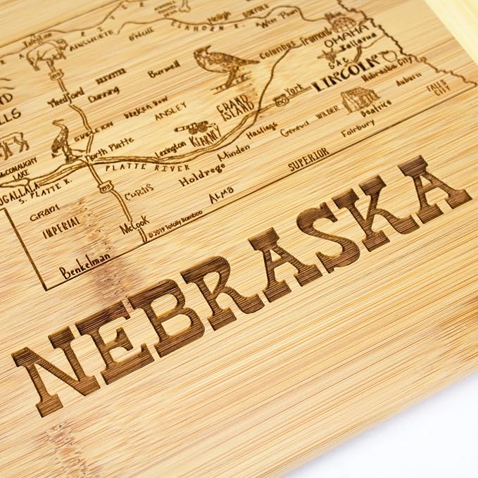 Totally Bamboo A Slice of Life Nebraska State Serving and Cutting Board, 11" x 8.75"
