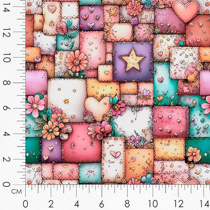 Unicorn Patchwork Cotton Fabric Panel – 6 Designs (10×10 inch Each) + Bonus Patchwork Sheet 29.5×19.6 inch, 100% Cotton 140 GSM