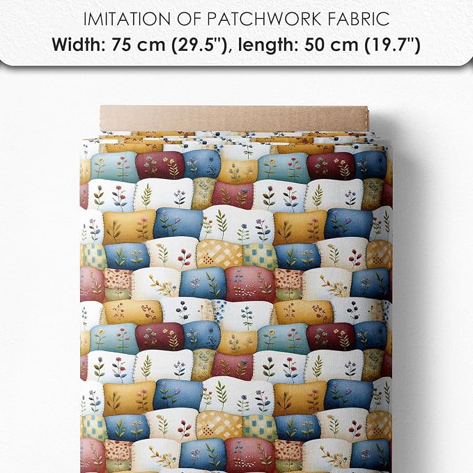 Farmhouse Chicken Patchwork Cotton Fabric Panel – 6 Designs (10×10 inch Each) + Bonus Patchwork Sheet 29.5×19.6 inch, 100% Cotton 140 GSM