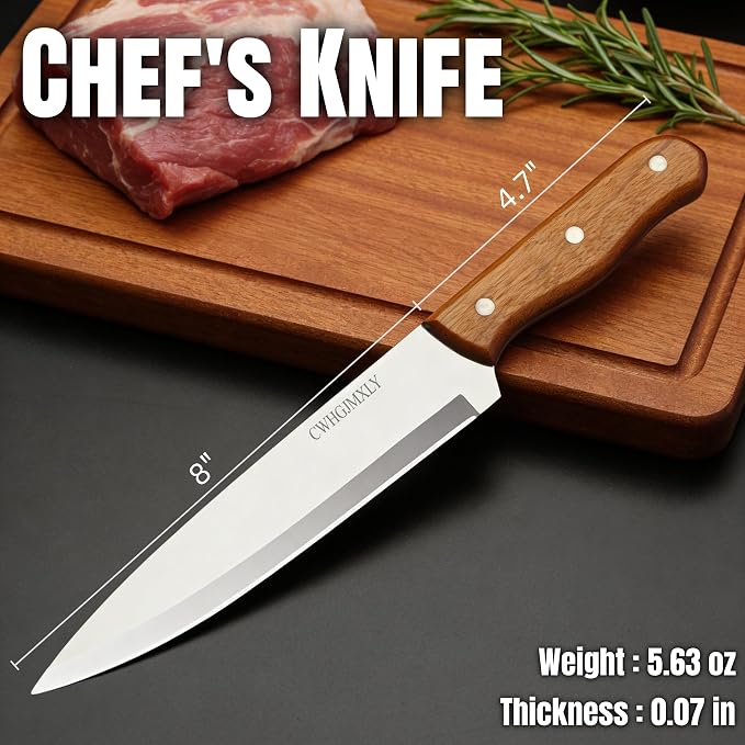 Premium Kitchen Chef's Knife - 8" (20.3cm) Ultra-Thin Kitchen Blade | High Chromium Steel Construction, Artisan-Made Triple Rivet Design | Ideal For Professional & Home Chefs, All-Purpose Food Prep
