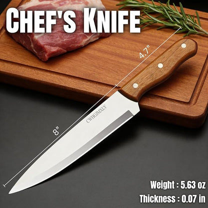 Premium Kitchen Chef's Knife - 8" (20.3cm) Ultra-Thin Kitchen Blade | High Chromium Steel Construction, Artisan-Made Triple Rivet Design | Ideal For Professional & Home Chefs, All-Purpose Food Prep