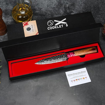 COOKLET'S Paring Knife, Professional High Carbon Stainless Steel Forged Kitchen Knife, Ultra Sharp Small Fruit Knife, G10 Ergonomic Color Handle with Elegant Gift Box for Family, Silver