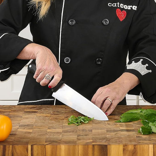 CAT CORA Chef Knife, Professional 8-Inch German Steel Blade For Produce, Meat, Herb Cutting, Ergonomic Soft-Grip Handle, NSF-Certified Kitchen Knife