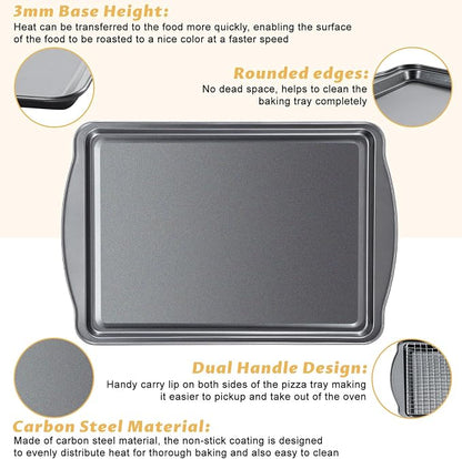 Baking Sheet with Cooling Rack - 17" x 11" x 0.5" Carbon Steel Cookie Sheet for Baking [1 Sheet + 1 Rack], Nonstick Baking Pan, Perfect for Baking, Roasting, and More