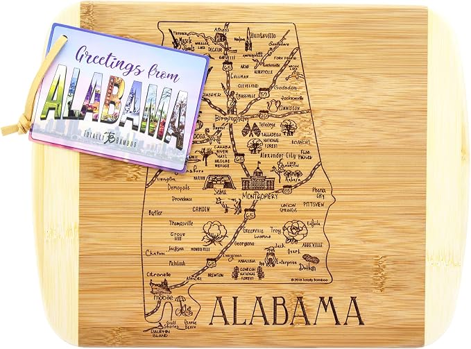Totally Bamboo A Slice of Life Alabama State Serving and Cutting Board, 11" x 8.75"