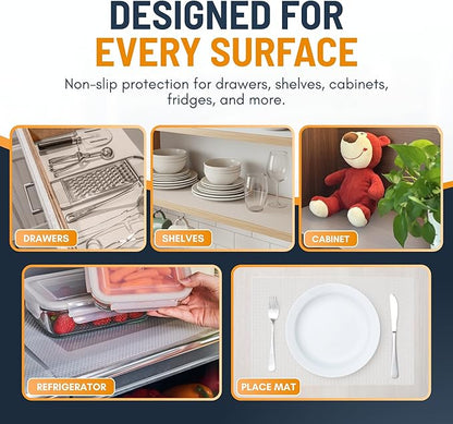 Shelf Liner Drawer Liner for Kitchen Cabinets Non-Adhesive by Linda’s Essentials (12 x 240 Inches) - Non-Slip Easy Clean Kitchen Cabinet and Cupboard Protector, Waterproof Mat, Clear Roll
