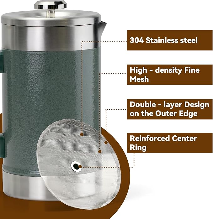 French Press Filter Compatible with Stanley French Press, 4 Pcs Reusable Stainless Steel Filter for Stanley Coffee Maker 48 oz