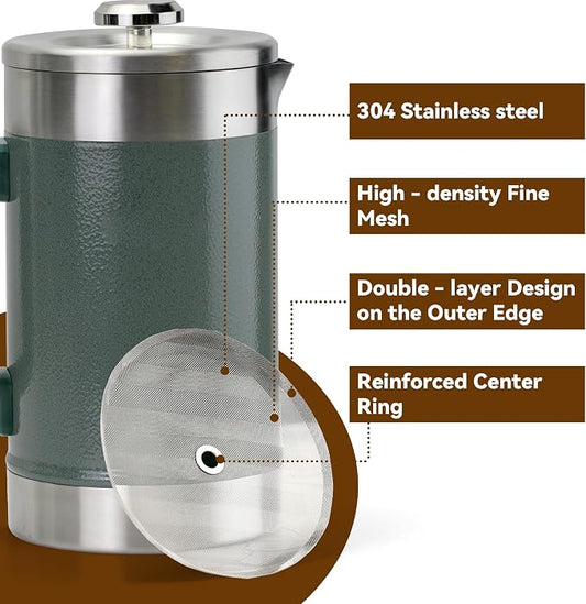 French Press Filter Compatible with Stanley French Press, 4 Pcs Reusable Stainless Steel Filter for Stanley Coffee Maker 48 oz