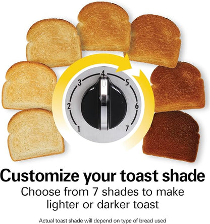 Hamilton Beach 2 Slice Toaster with Extra-Wide Slots, Bagel Setting, Toast Boost, Slide-Out Crumb Tray, Auto-Shutoff & Cancel Button, Defrost Function, Stainless Steel (22794)