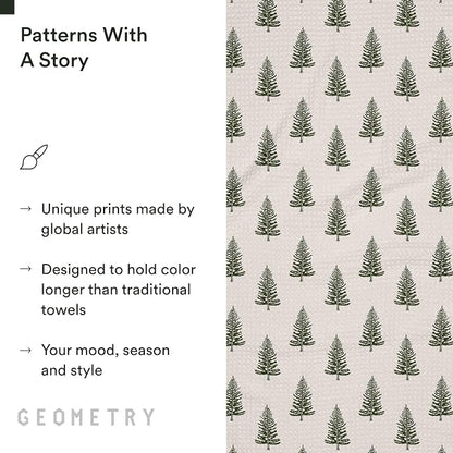 GEOMETRY Bar Towels for Kitchen Premium Towels for Cleaning Dishes & Glassware - Absorbent & Fast Drying Kitchen Towels - Pine, 12" x 14" - 1-Piece