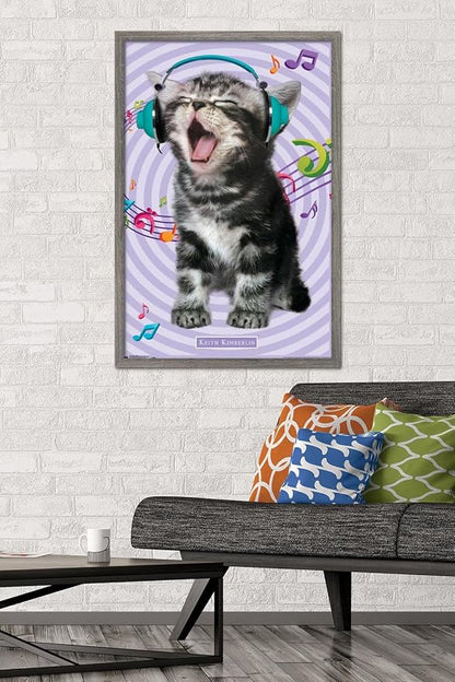Trends International Keith Kimberlin - Kitten - Singing Wall Poster, 22.375" x 34", Barnwood Framed Version