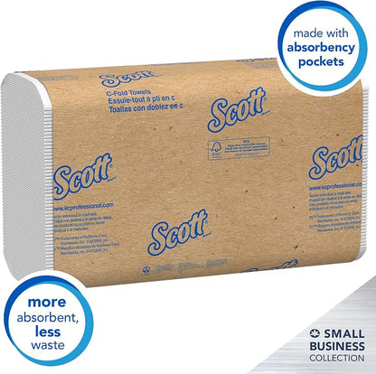 Scott Professional Scott® C-Fold Folded Paper Towels, Bulk (03623), with Absorbency Pockets™, White, (200 Sheets/Pack, 9 Packs/Case, 1,800 Sheets/Case)