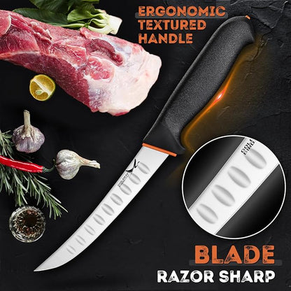 Golden Bird Professional Boning Knife - 6 Inch Stainless Steel Fillet for Meat Cutting, Multifunction Butcher, Granton Edge Breaking, Razor Sharp Chef Knife, Gifts for Men Women
