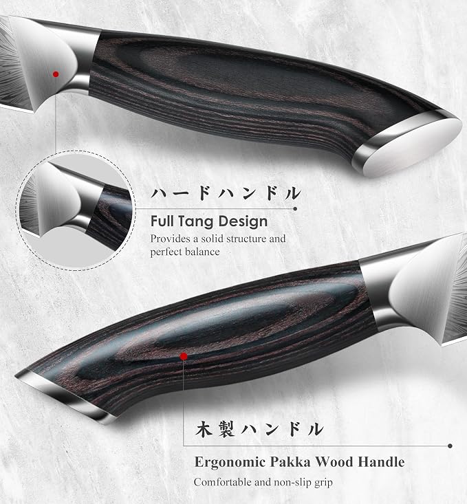 Kitchen Paring Knife 4.5“ - Japanese Powder Steel 63 HRC Fruit Knife for Peeling & Coring Razor Sharp 12° Edge Vegetable Chopper with Pakkawood Handle